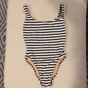 J.Crew stripe one piece bathing suit with low back